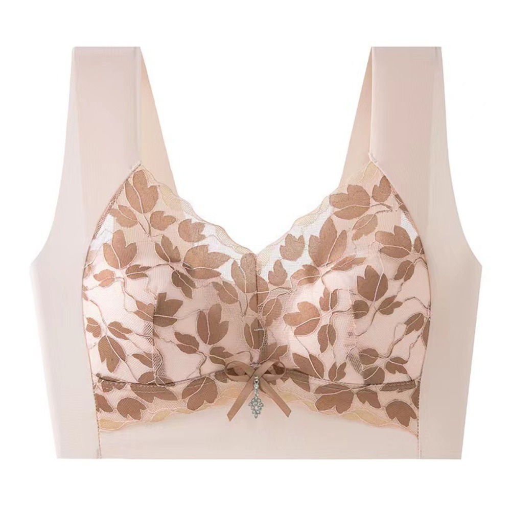 Wirefree Bra Comfort - Comfortable Leaf Lace Deep V Bras