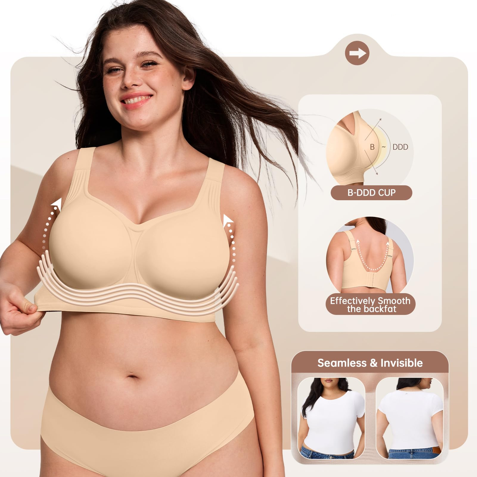 Plus Size Wireless Bra for Wom - Full Coverage Bra reseña y precio