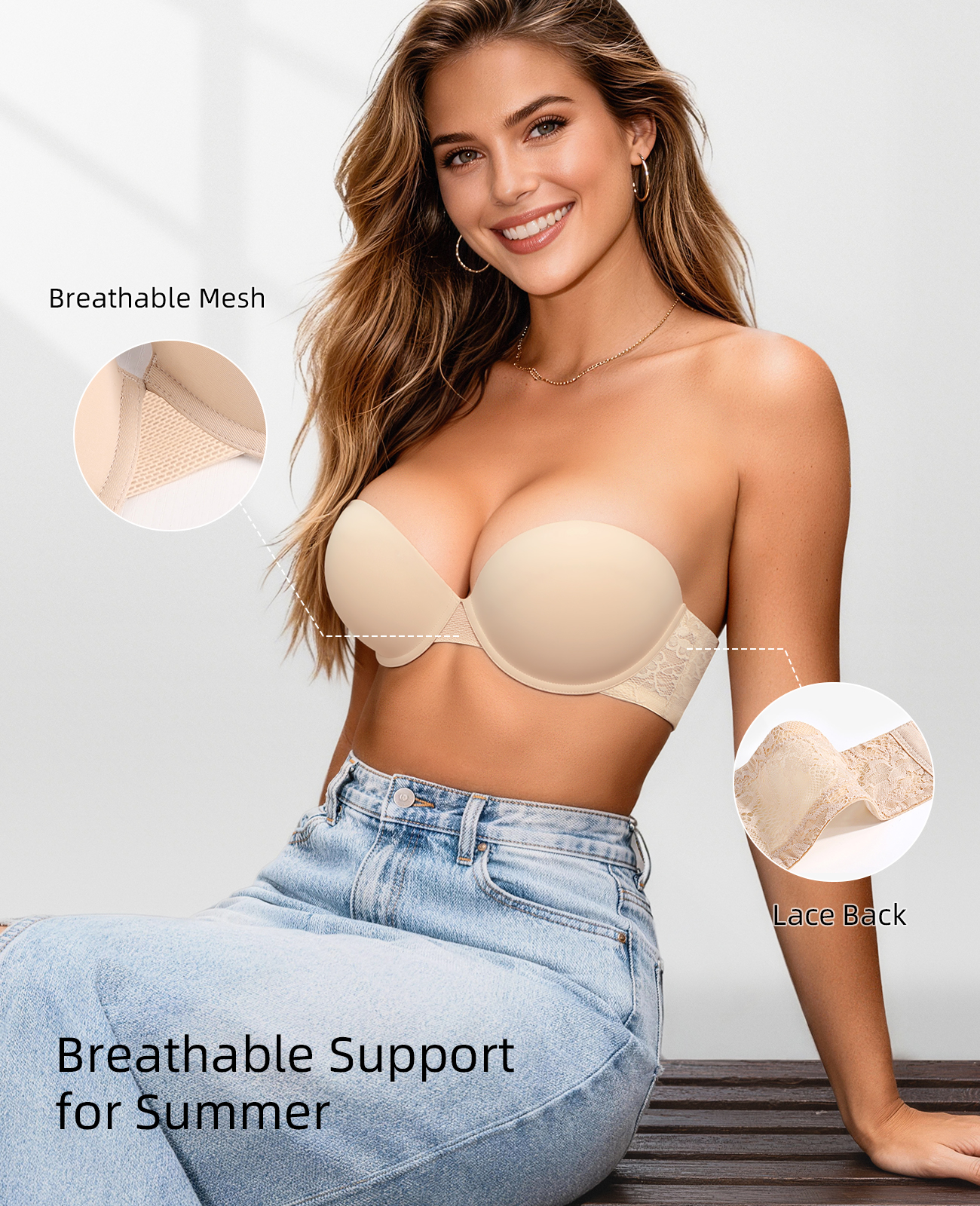 New Push Up Bra Women Lace Pad - Convertible Bra Multiway reseña y precio