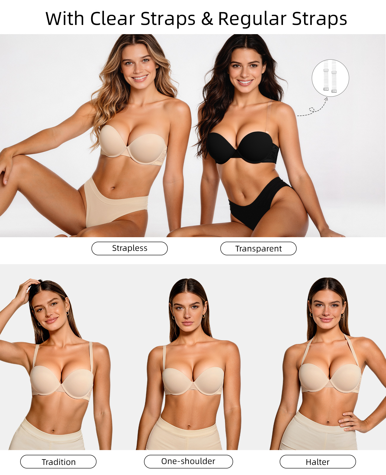 New Push Up Bra Women Lace Pad - Convertible Bra Multiway reseña y precio