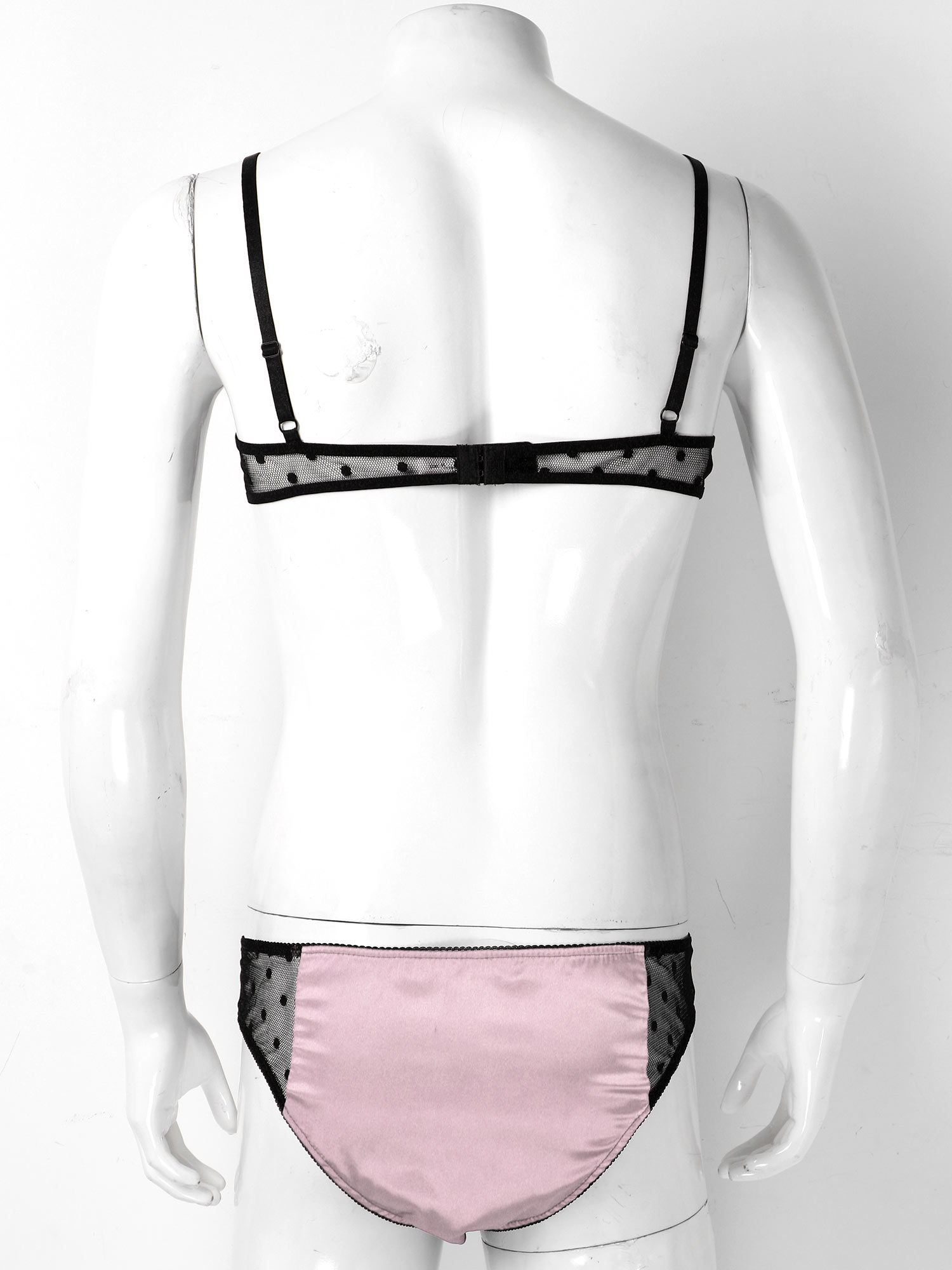 Men Satin Lingerie Suit Sissy  - Sheer Mesh Bra reseña y precio