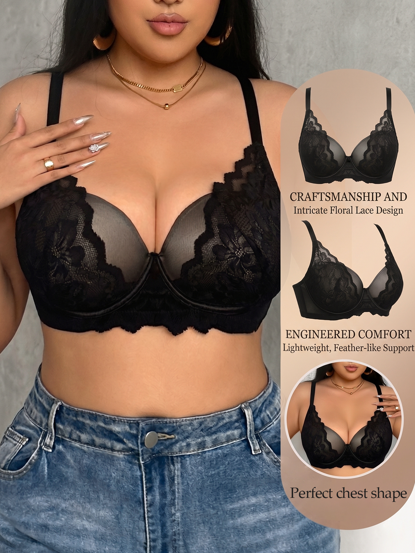 Wide Strap Plus Size Women Bra - Minimizer Bra Women reseña y precio
