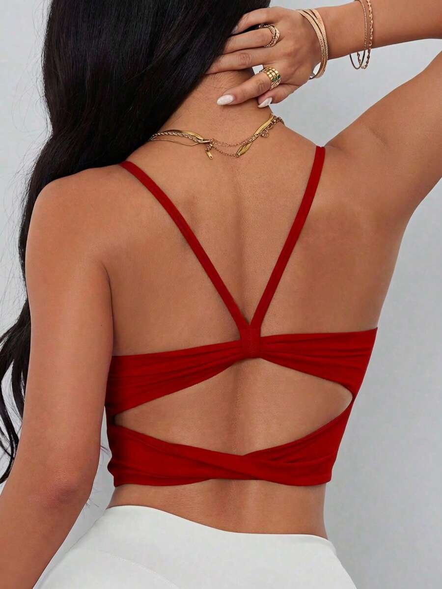 Womens Criss-Cross Strap Racer - Sports Bra Racerback reseña y precio