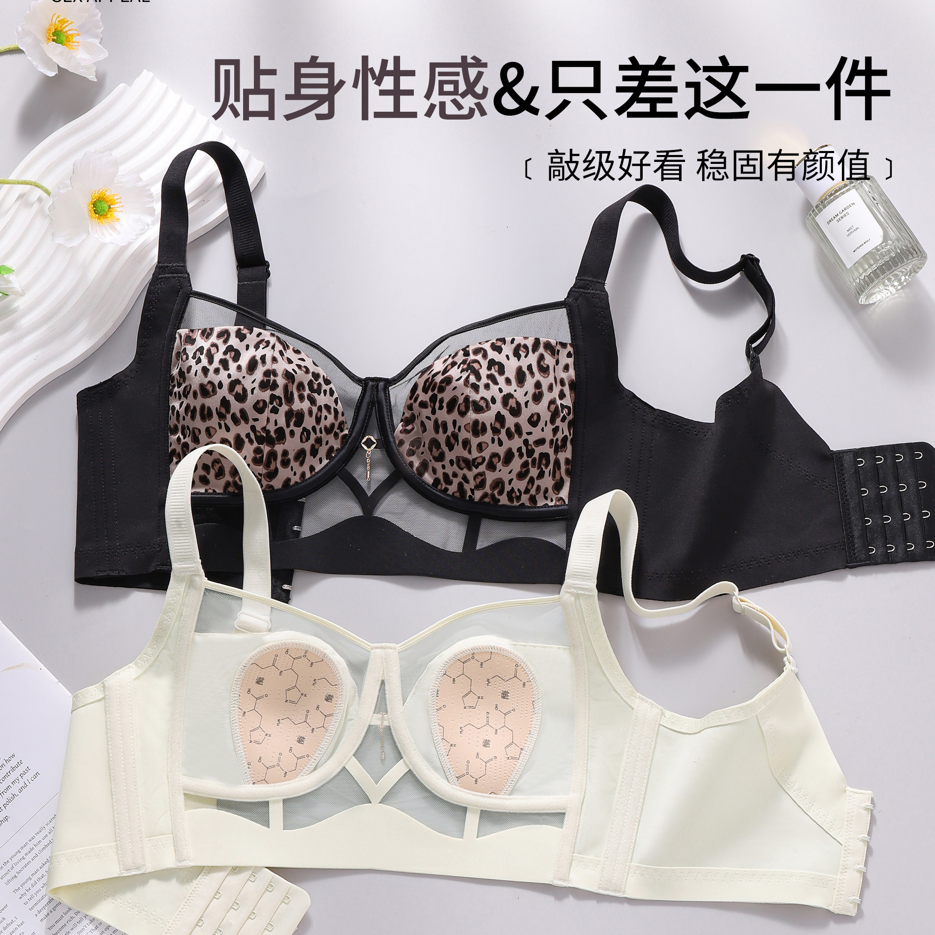Leopard Lace Rims-Free Bra Set - Cotton Bra Everyday reseña y precio