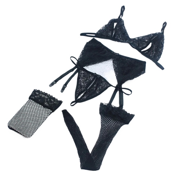 Lace Women Lingerie Set 4 Pcs  - Lace Bralette Set reseña y precio