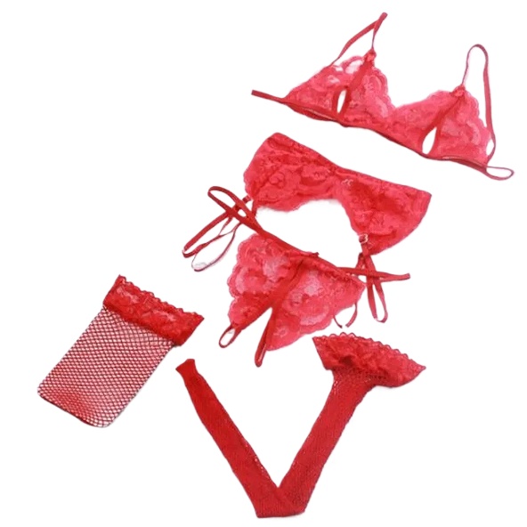 Lace Women Lingerie Set 4 Pcs  - Lace Bralette Set reseña y precio