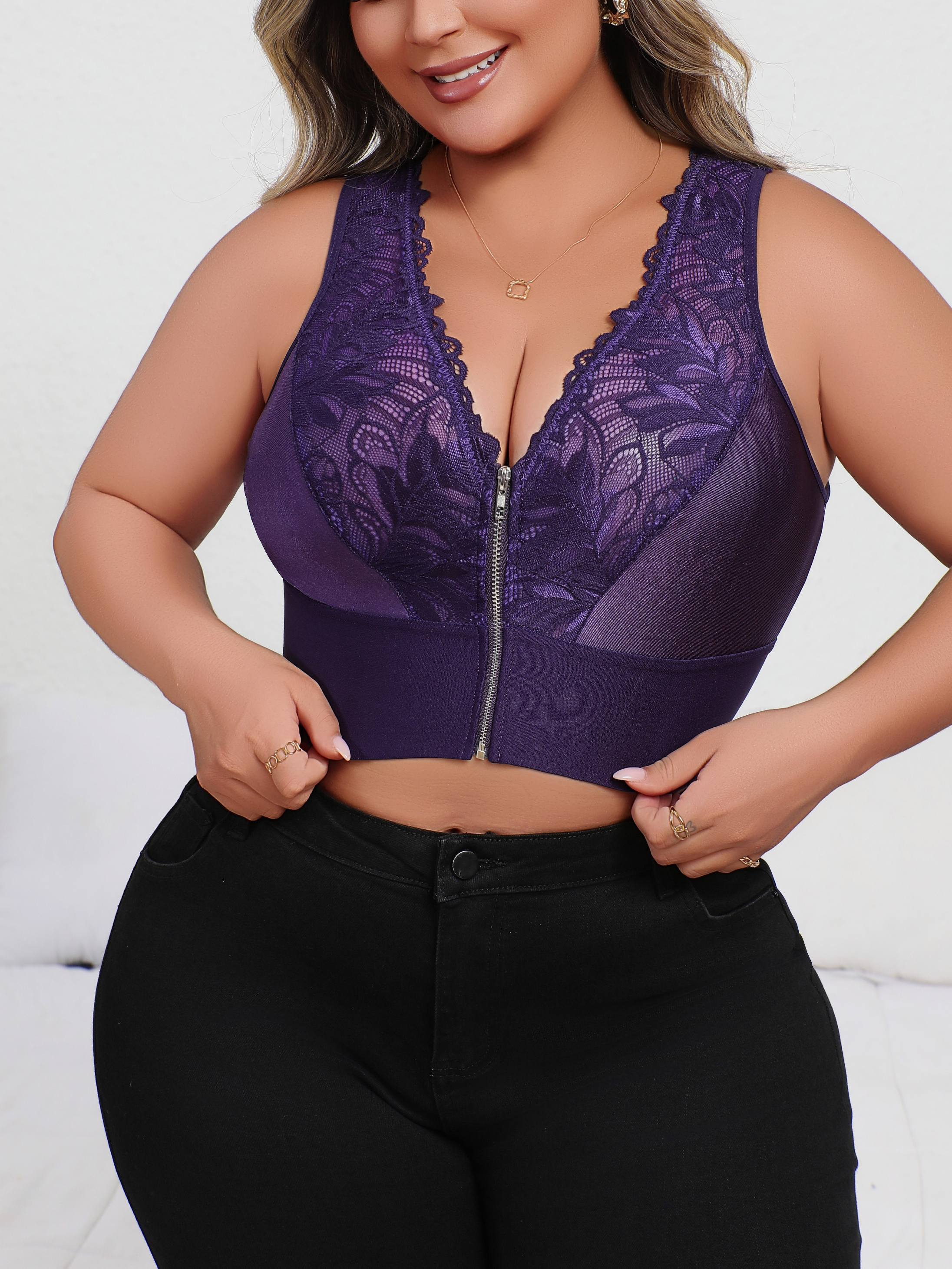 New Arrival Plus Size Sexy Pur - Plunge Bra Push Up reseña y precio